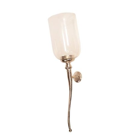 PRIVILEGE Privilege 96044 5.75 x 5.75 x 23 in. Aluminum Sconce with Glass Candle Ecasing; Small - Raw Nickel 96044